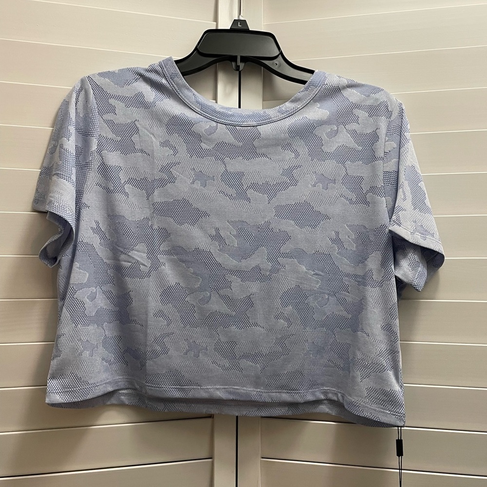 AYBL blue camo athletic crop top